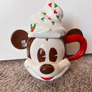 Disney Parks Mickey Mouse Holiday Christmas Mug with whipped cream top sprinkles